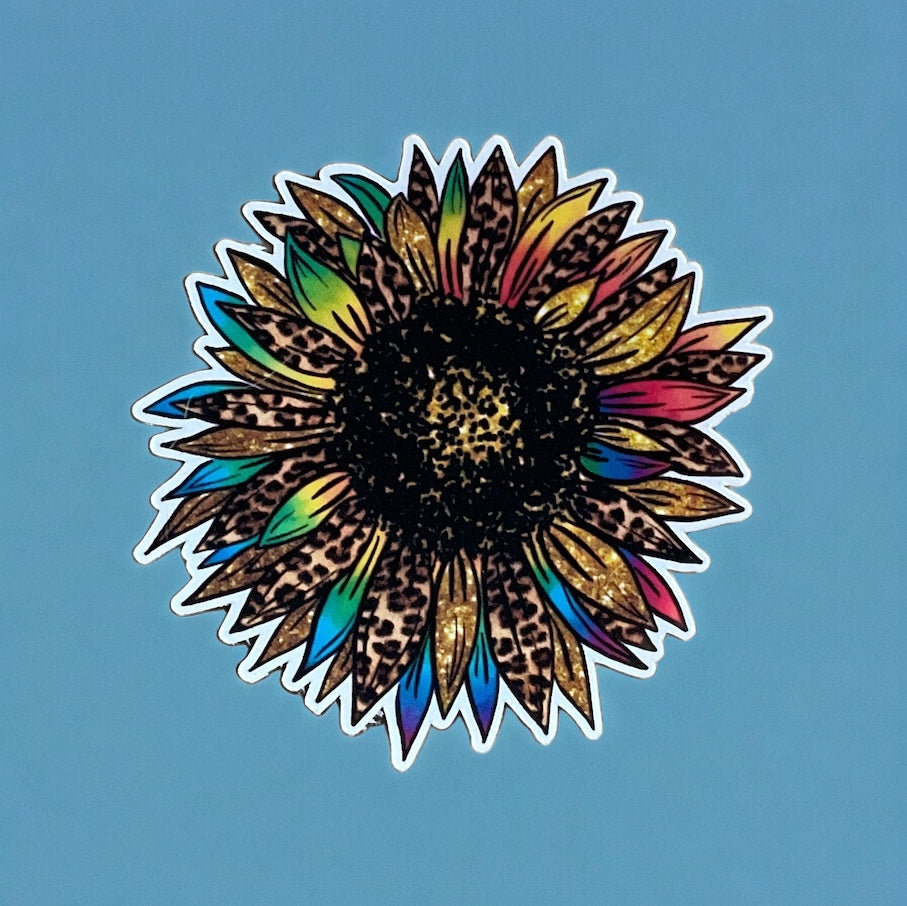 colorful and leopard sunflower sticker