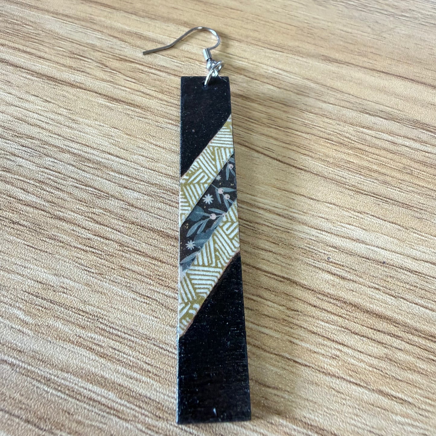 Black, Gold, and Floral Earrings