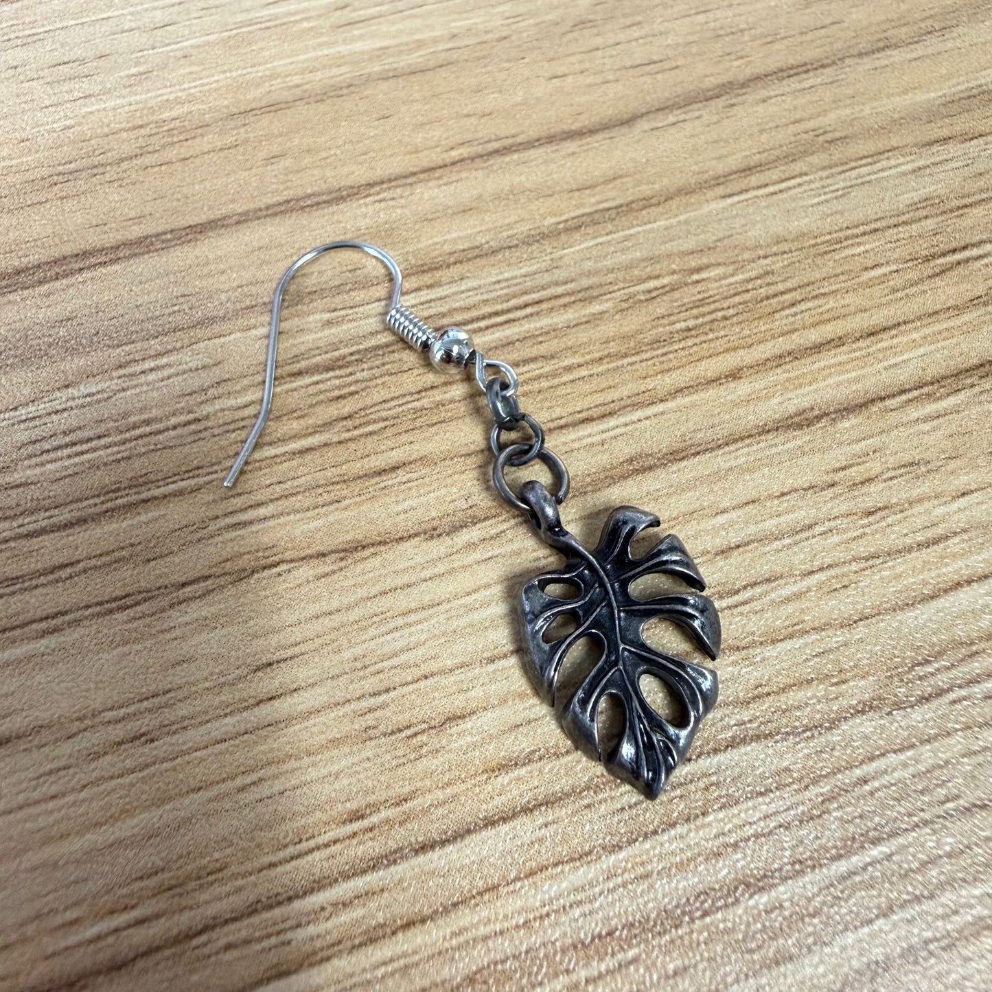 Monstera Gunmetal Colored Earrings