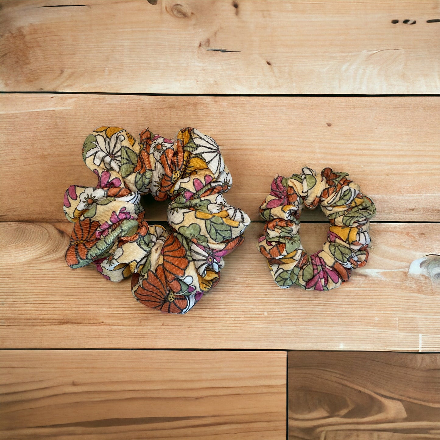 two floral scrunchies