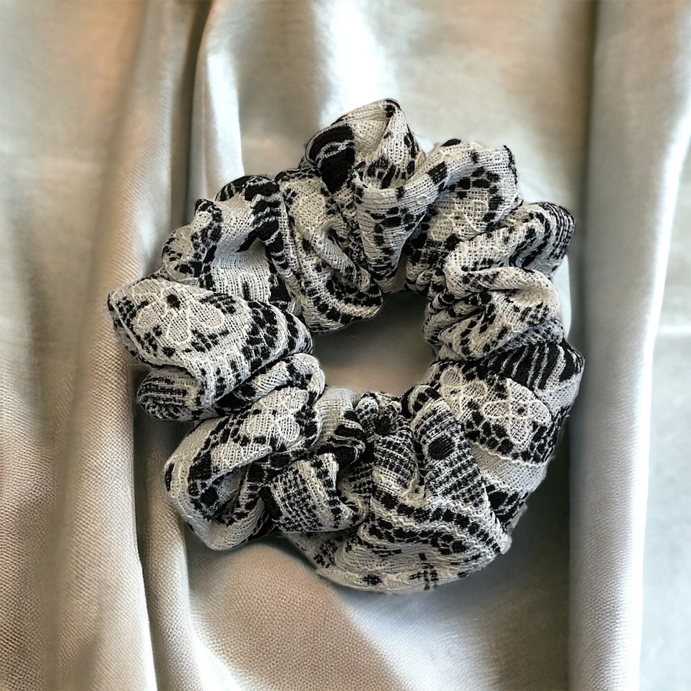 black and white lace scrunchie