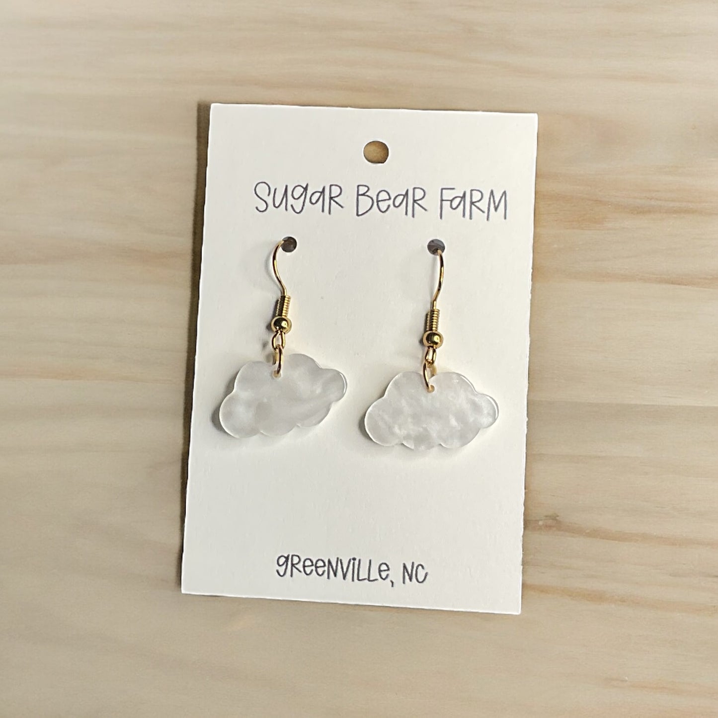 white cloud earrings