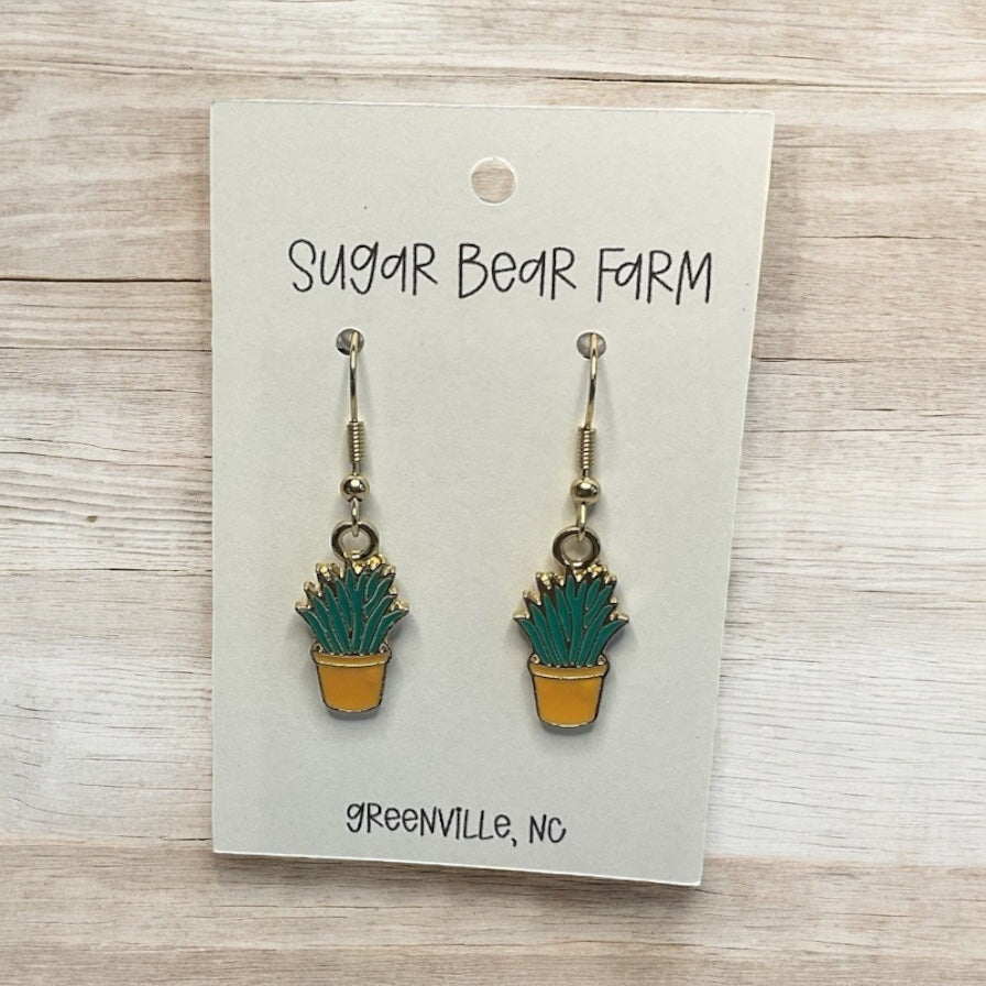 pot plant earrings Snake Plant Earrings – Sugar Bear Farm