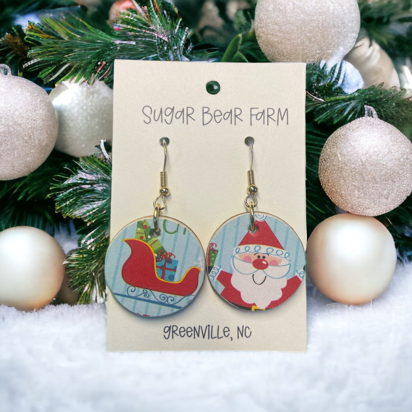 Winter/Christmas Circle Earrings