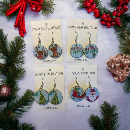 Winter/Christmas Circle Earrings