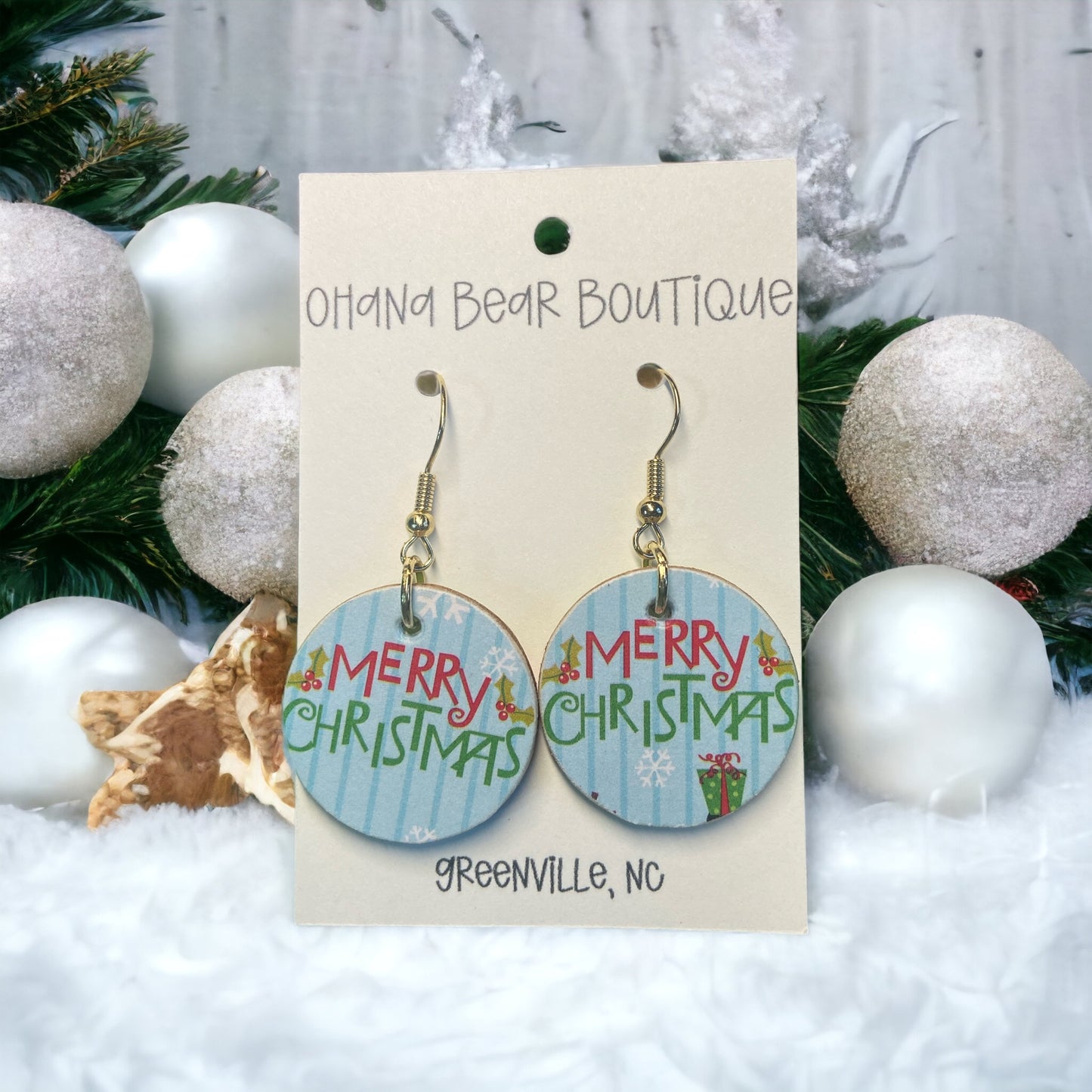 Winter/Christmas Circle Earrings