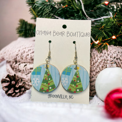 Winter/Christmas Circle Earrings