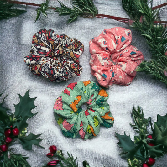 Christmas themed scrunchies