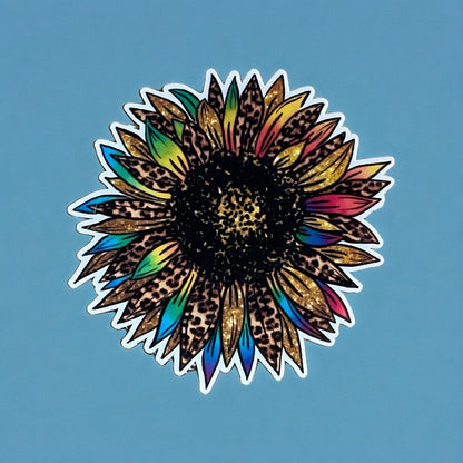 colorful  and leopard sunflower sticker