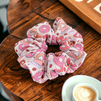 pink coffee scrunchie