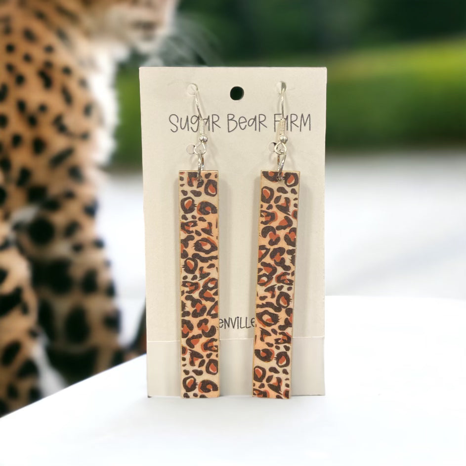 cheetah print wooden earrings