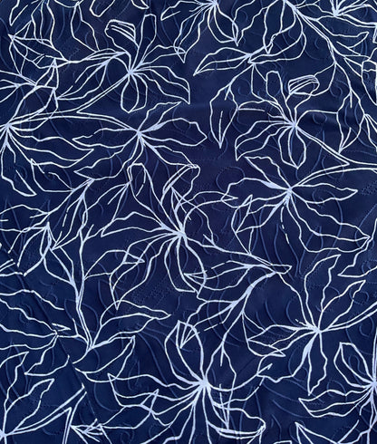 blue and white flower fabric