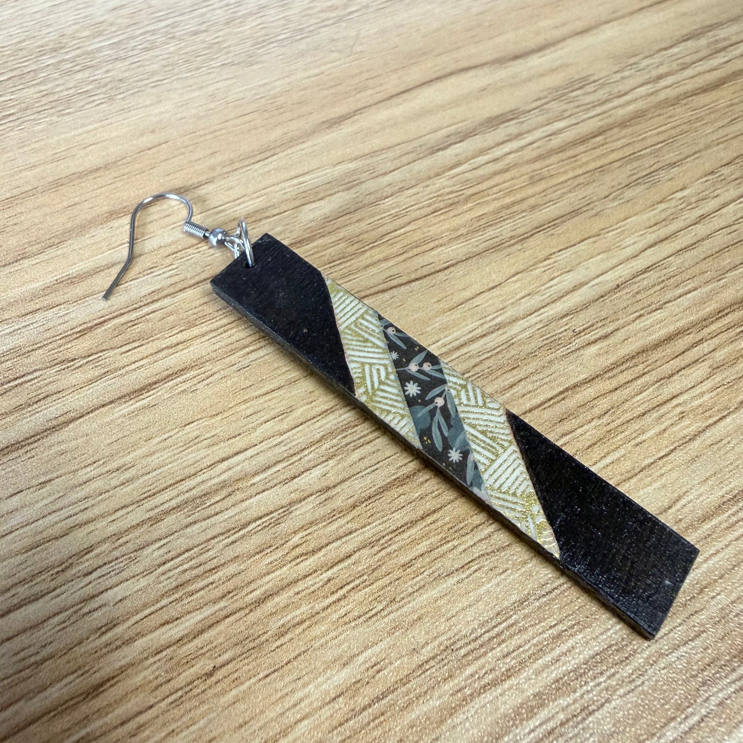 Black, Gold, and Floral Earrings