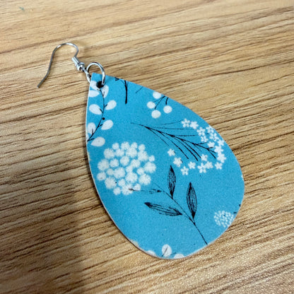 Blue Flowers Teardrops Earrings