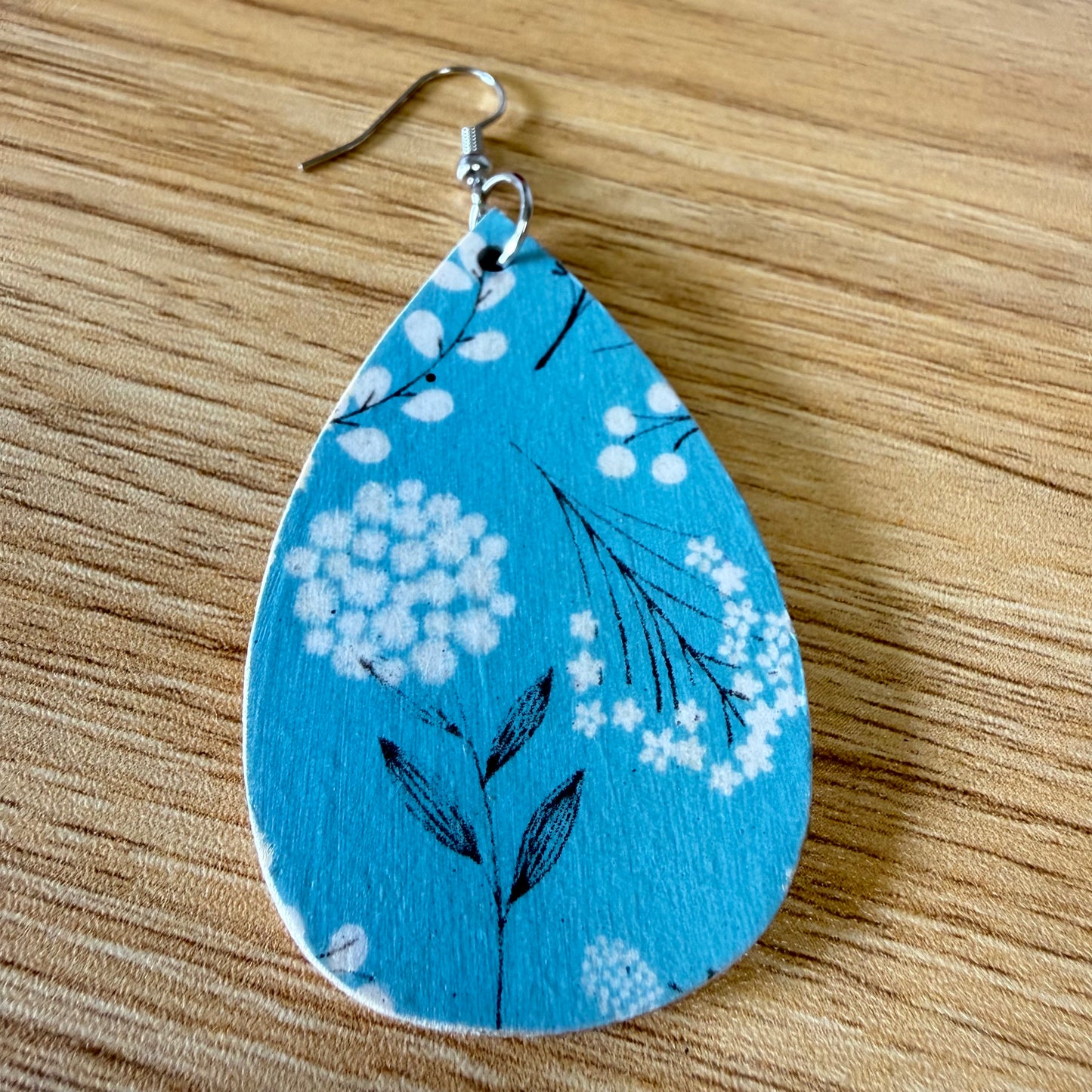 Blue Flowers Teardrops Earrings