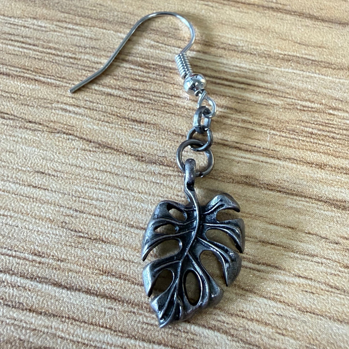 Monstera Gunmetal Colored Earrings