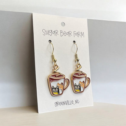 coffee cat earrings