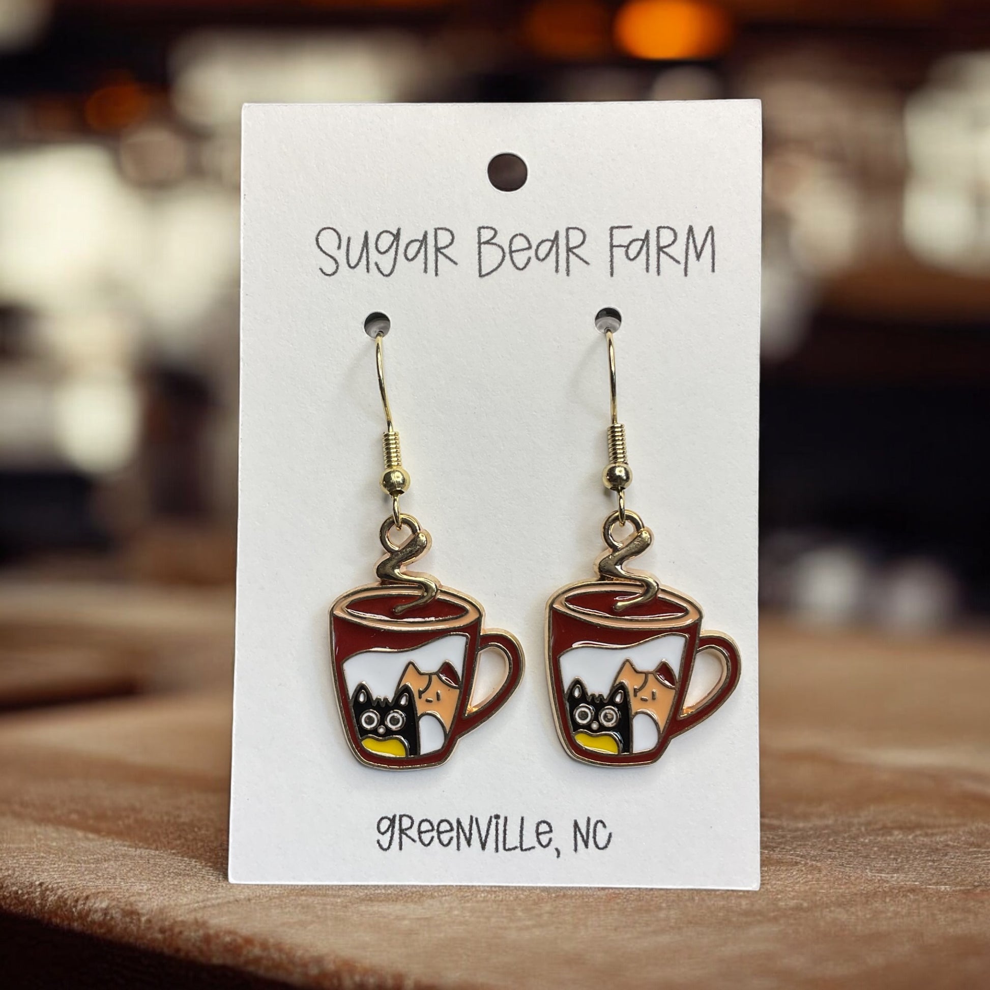 coffee cat earrings