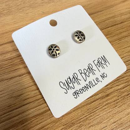 Silver Flower Stemmed Stud Earrings
