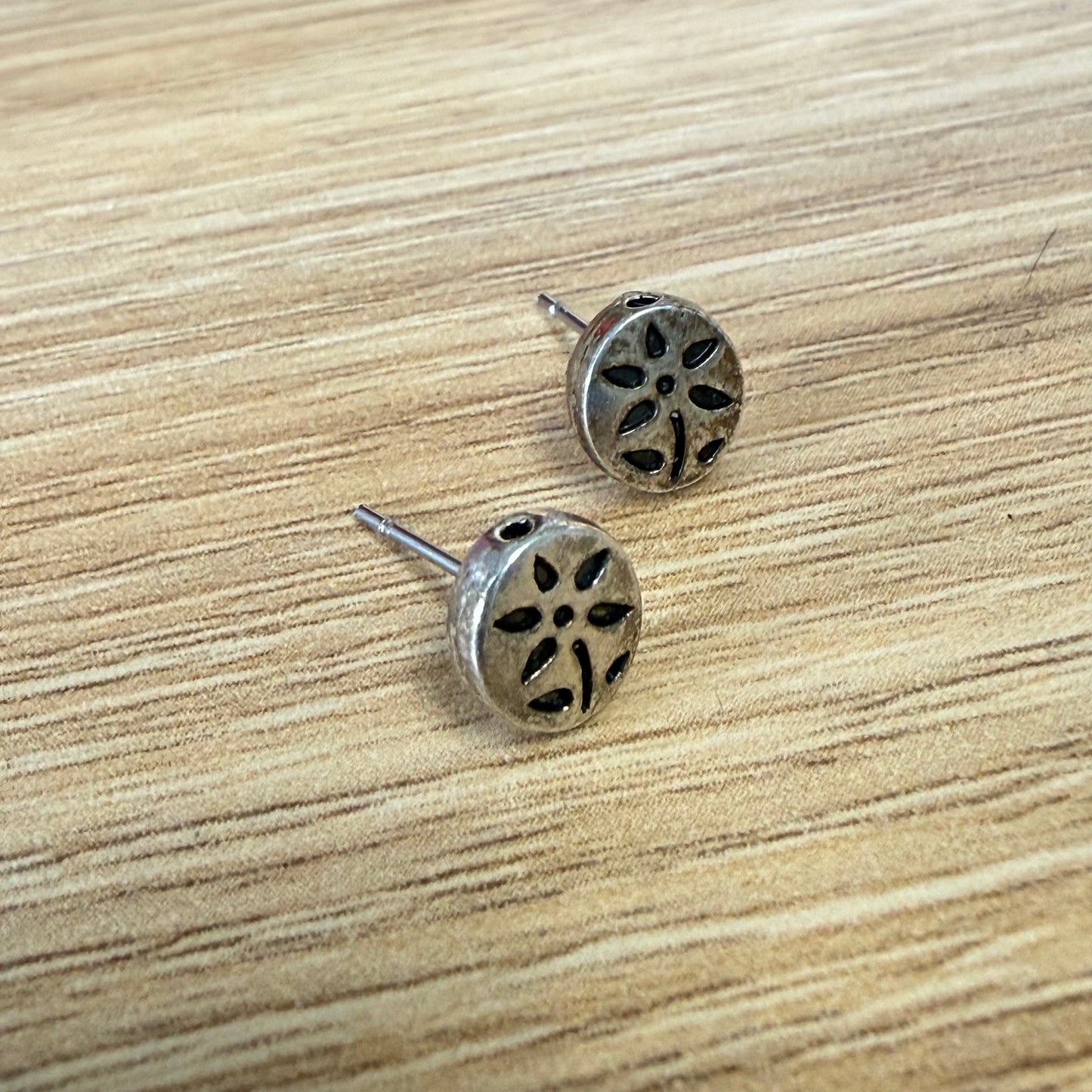 Silver Flower Stemmed Stud Earrings