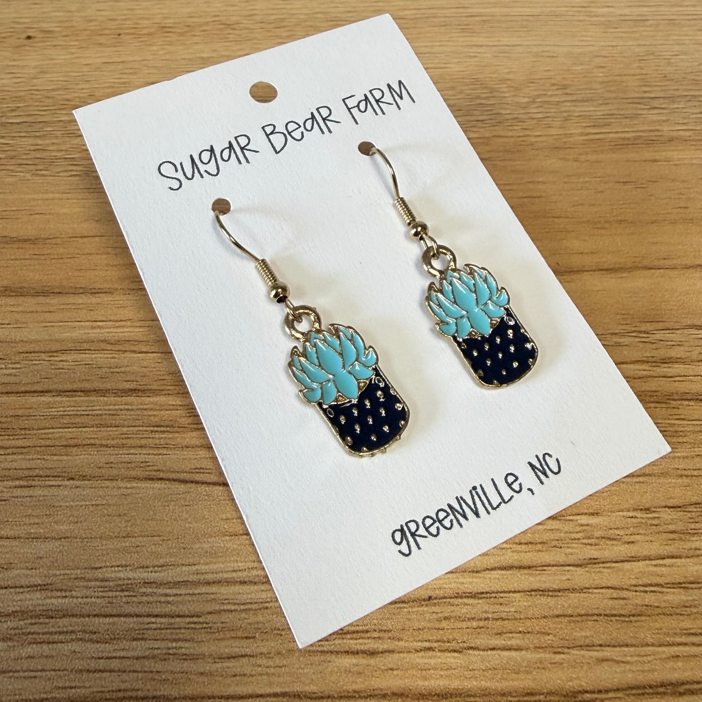 Potted Blue Plant Earrings