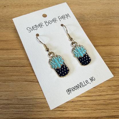 Potted Blue Plant Earrings