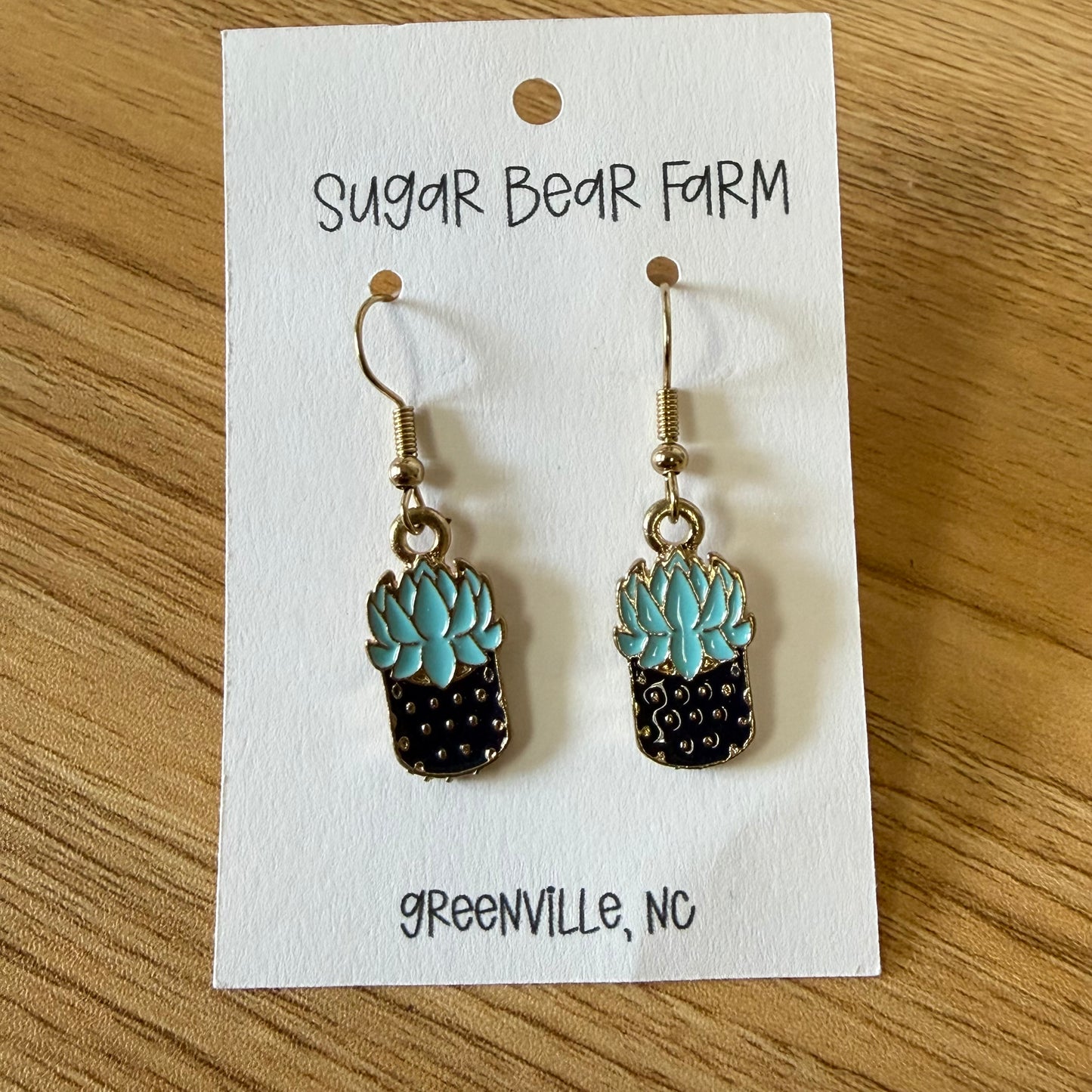 Potted Blue Plant Earrings