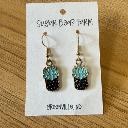Potted Blue Plant Earrings
