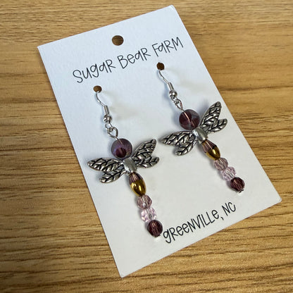 Pink/Purple Dragon Fly Earrings