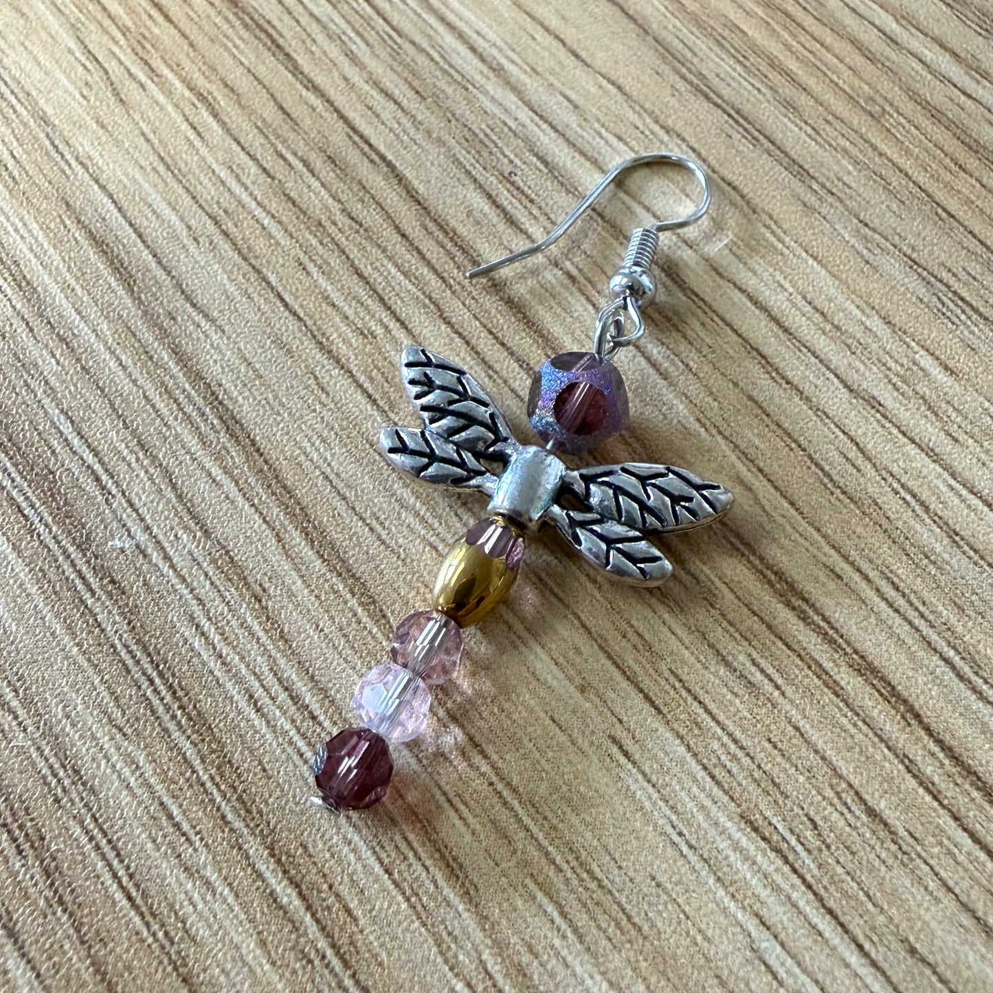 Pink/Purple Dragon Fly Earrings