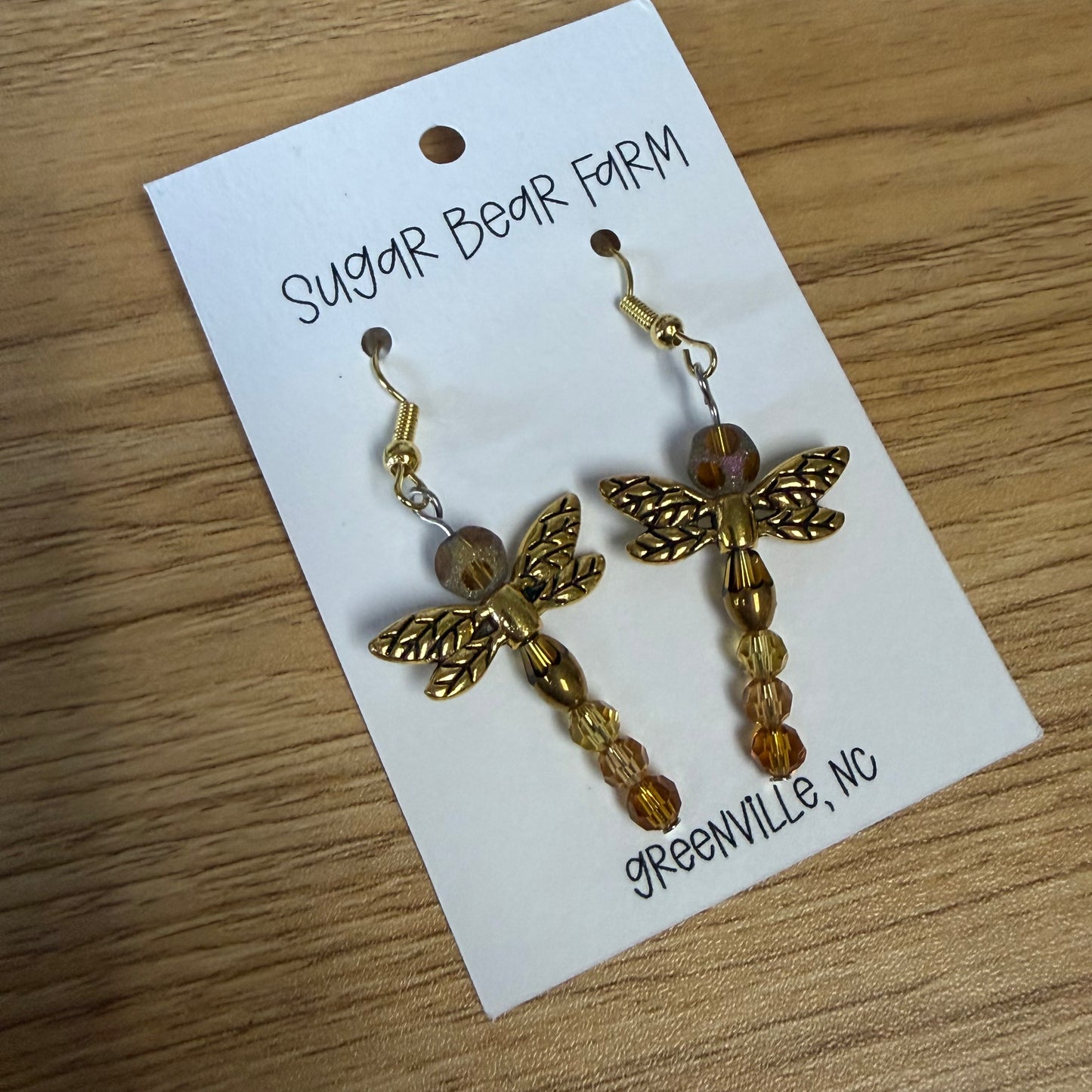 Golden Dragon Fly Earrings