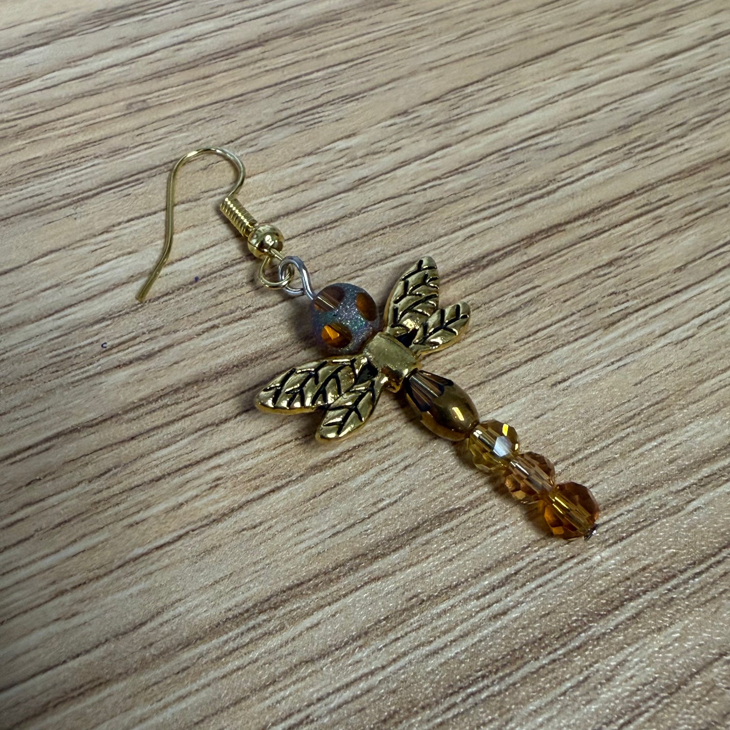 Golden Dragon Fly Earrings