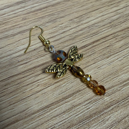 Golden Dragon Fly Earrings