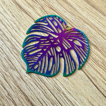 Rainbow Monstera Earrings
