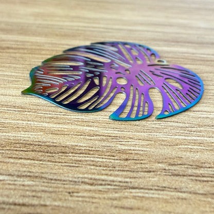 Rainbow Monstera Earrings