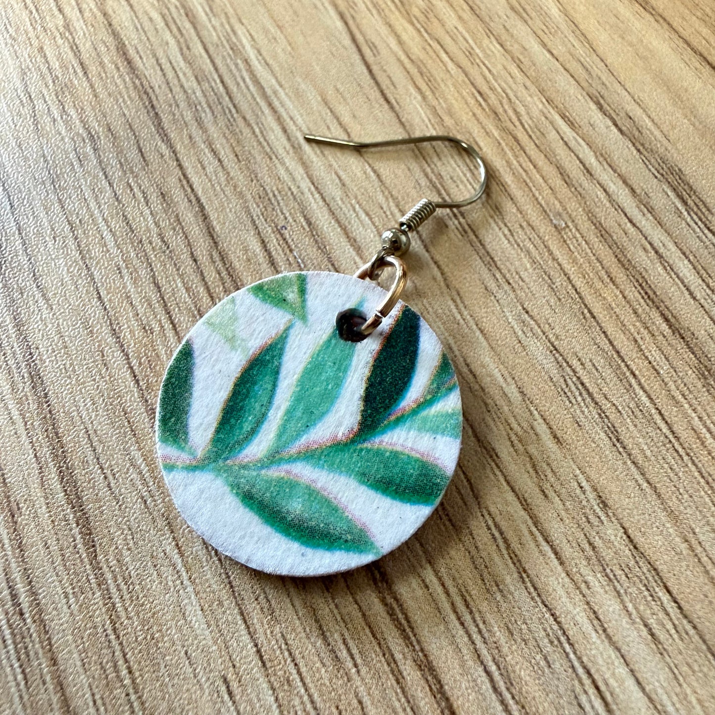 Green Vines Watercolor Paper Earrings