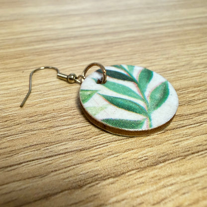 Green Vines Watercolor Paper Earrings
