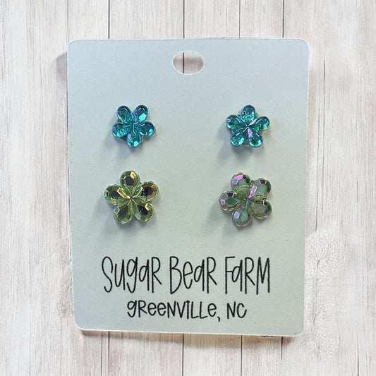 Flower (Plastic Rhinestones) Stud Earrings