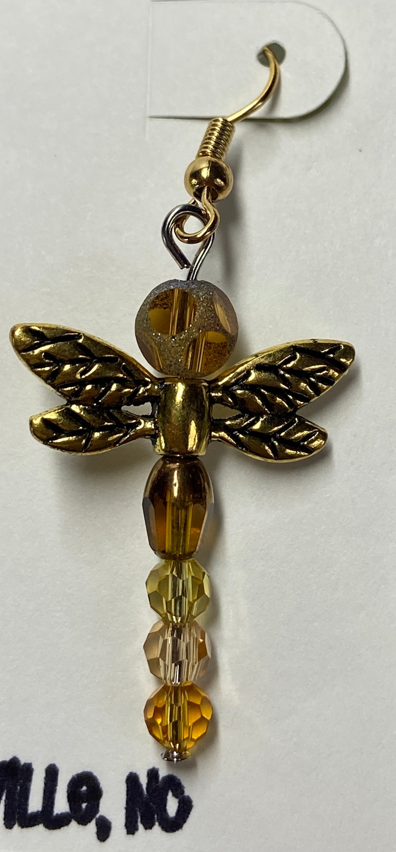 Gold colored dragonfly earrings