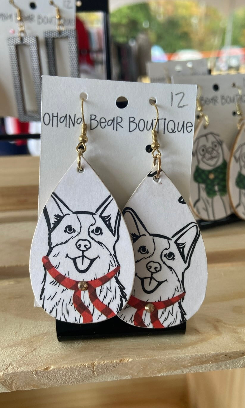 Christmas Pups Teardrops Earrings