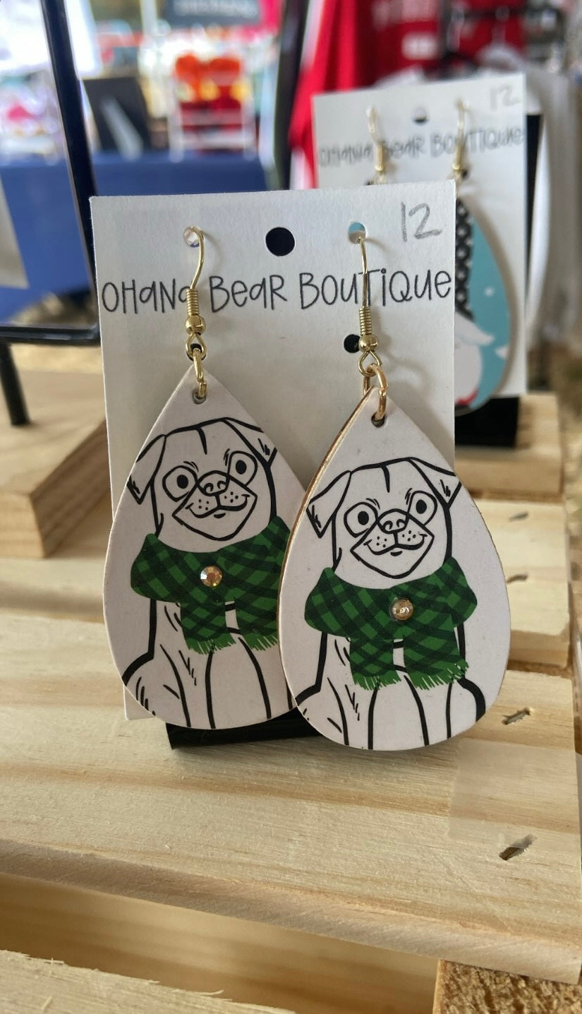 Christmas Pups Teardrops Earrings