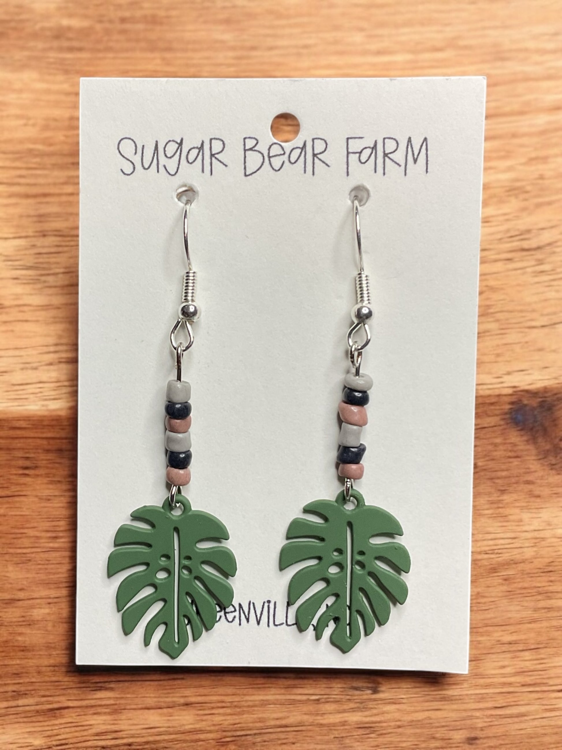 monstera and beads earrings