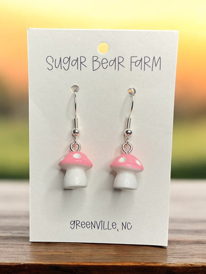 light pink mushroom earrings