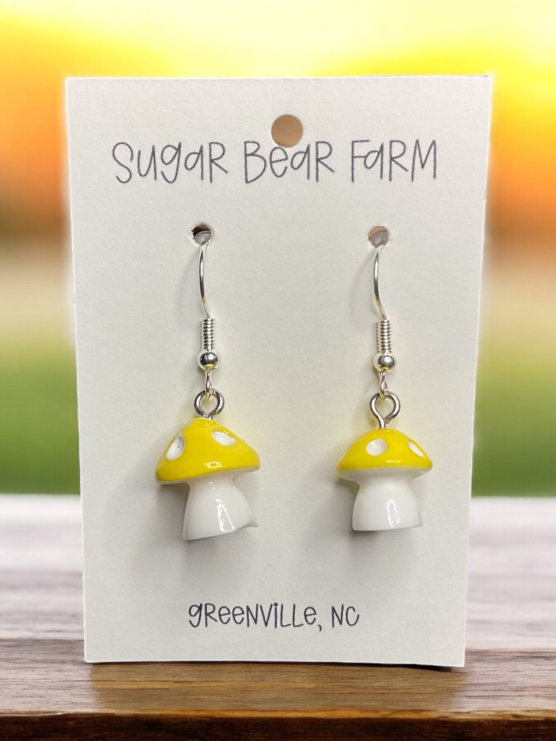 yellow mushroom earrings