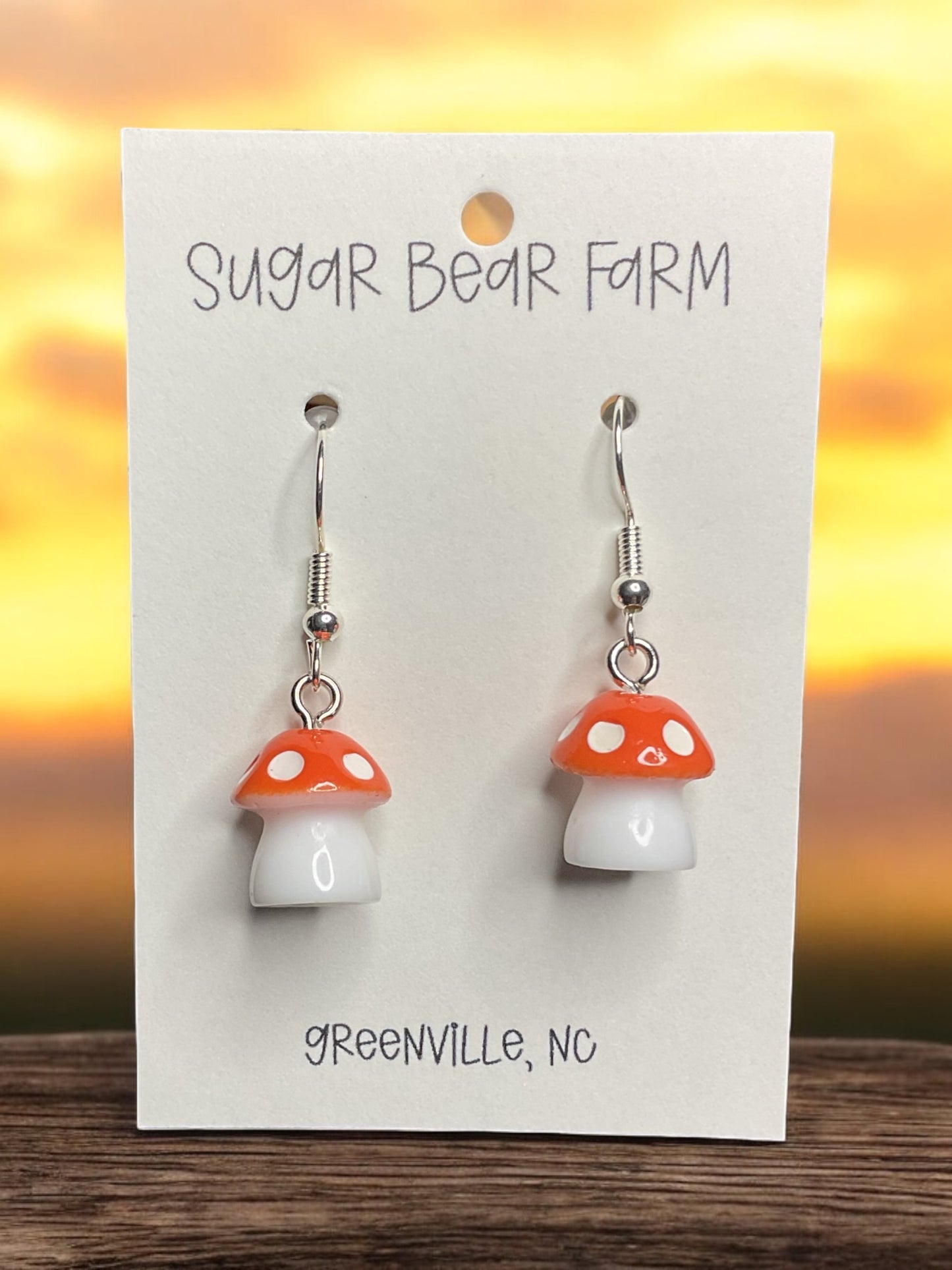 orange mushroom earrings