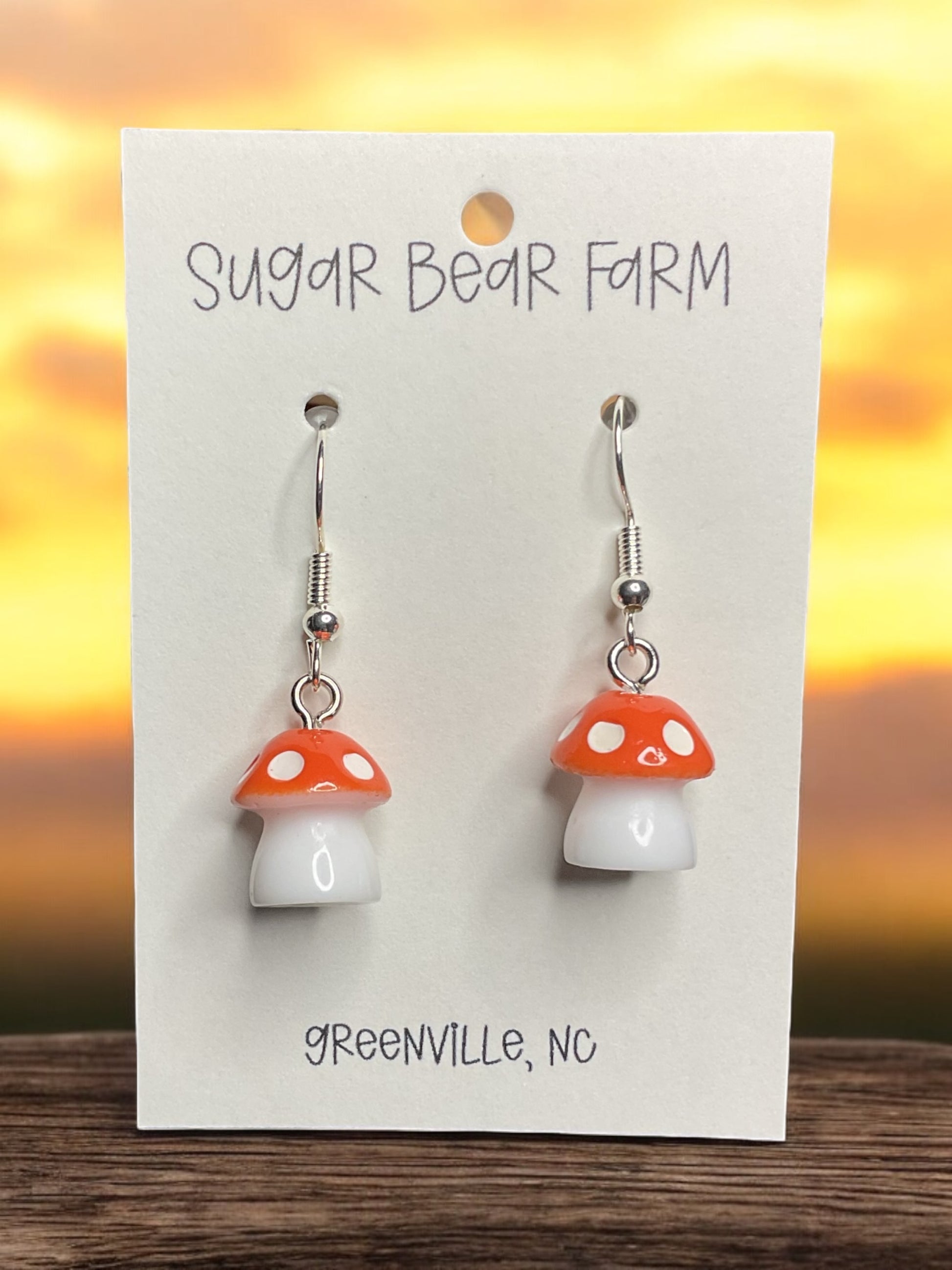 orange mushroom earrings