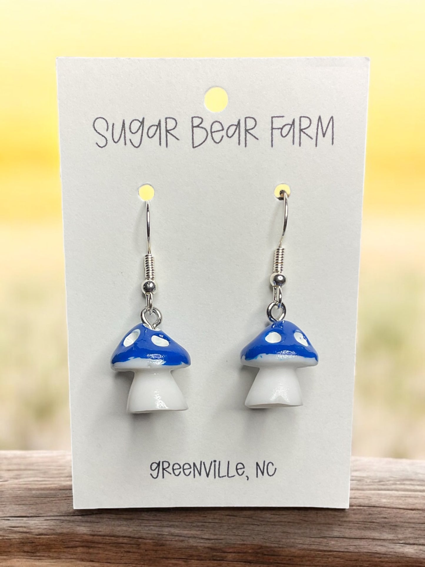 Dark blue mushroom earrings