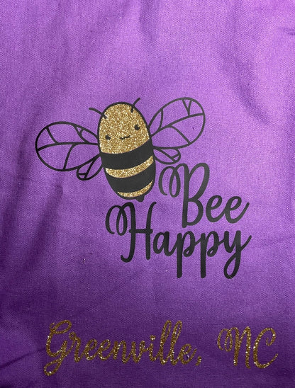 Purple tote bag with Bee design