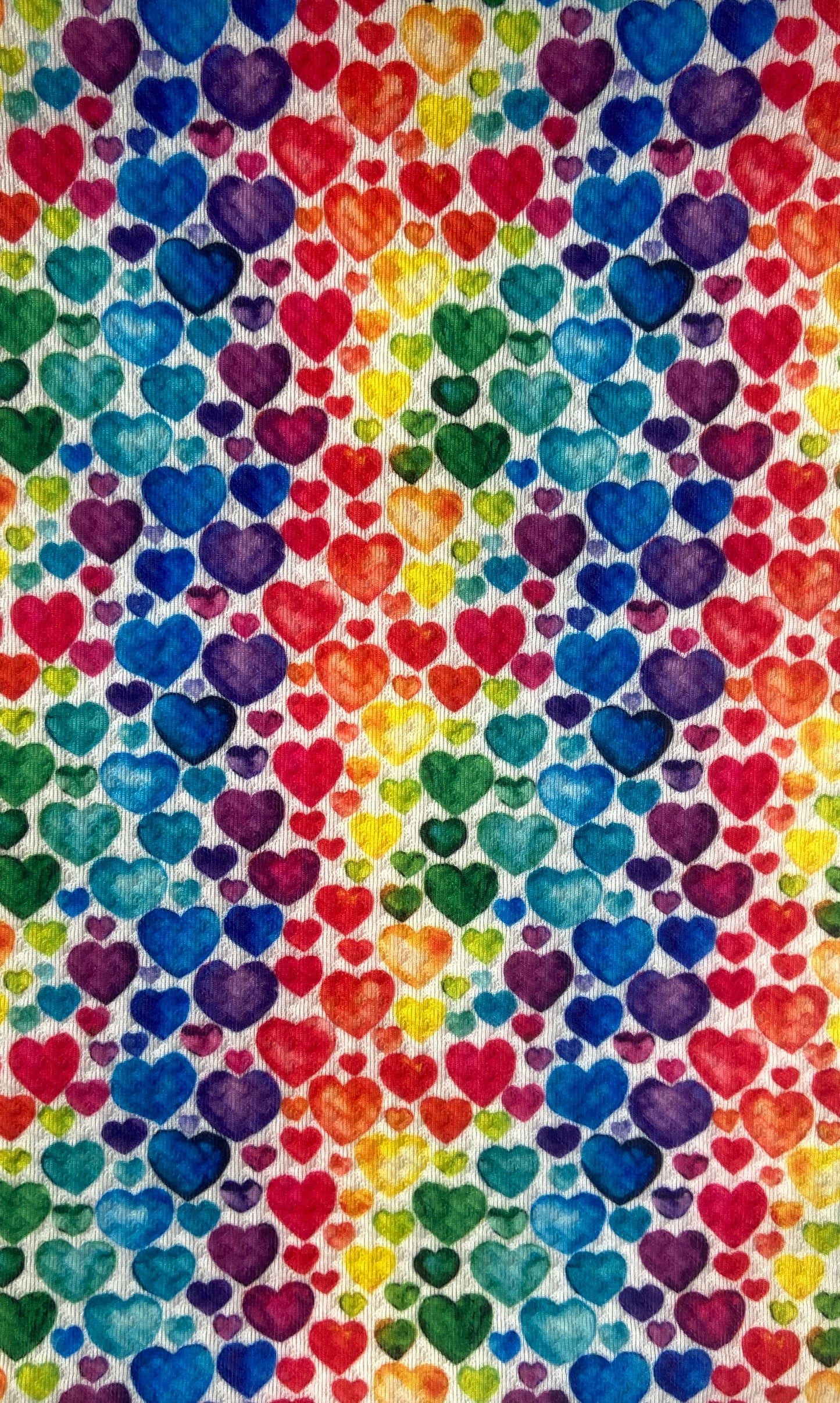 rainbow hearts fabric