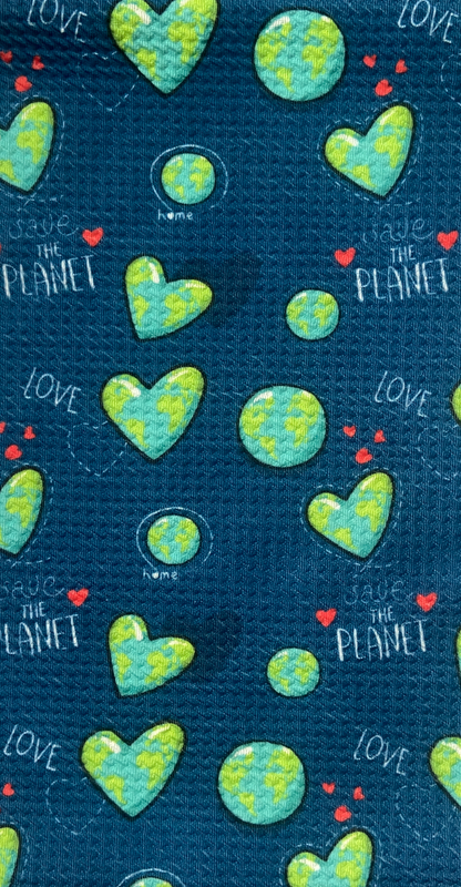 earth heart and blue fabric